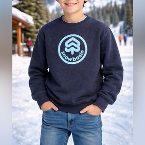 Snowbasin Resort Youth Medium Sweatshirt Blue Logo Crewneck Ski Snowboard Utah